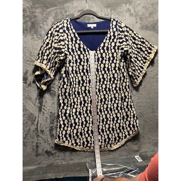 Umgee Womans Navy/Cream Embroidered Dress Size S - Picture 4 of 7